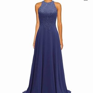 NWT Navy Halter Gown